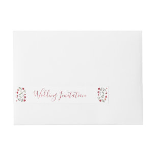 Elegant Sage Green Burgundy Roses White Wedding  Wraparound Address Label
