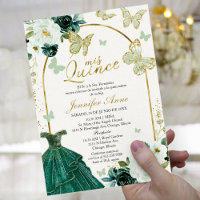 Elegant Sage Green Butterfly Spanish Quinceañera