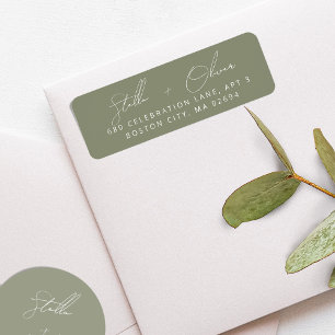 Elegant Sage Green Calligraphy Address