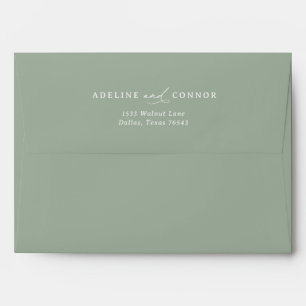Elegant Sage Green Calligraphy Addressed Wedding Envelope