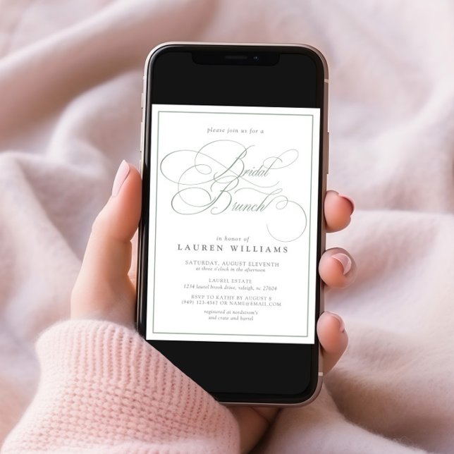 Elegant Sage Green Calligraphy Bridal Brunch Invitation (Creator Uploaded)