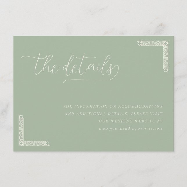 Elegant Sage Green Calligraphy Enclosure Card (Front)