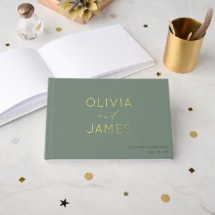 Elegant Sage Green Calligraphy Guest Book