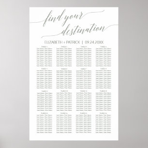 Elegant Sage Green Calligraphy Travel Seating Plan Poster