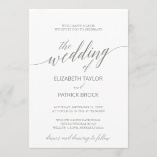 Elegant Sage Green Calligraphy Wedding Invitation