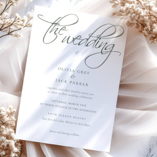 Elegant Sage Green Calligraphy Wedding Invitation