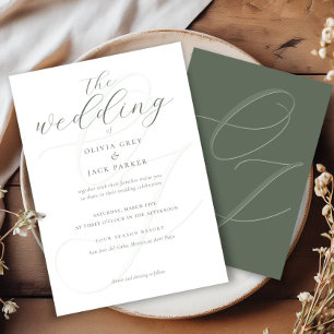 Elegant Sage Green Calligraphy Wedding Invitation