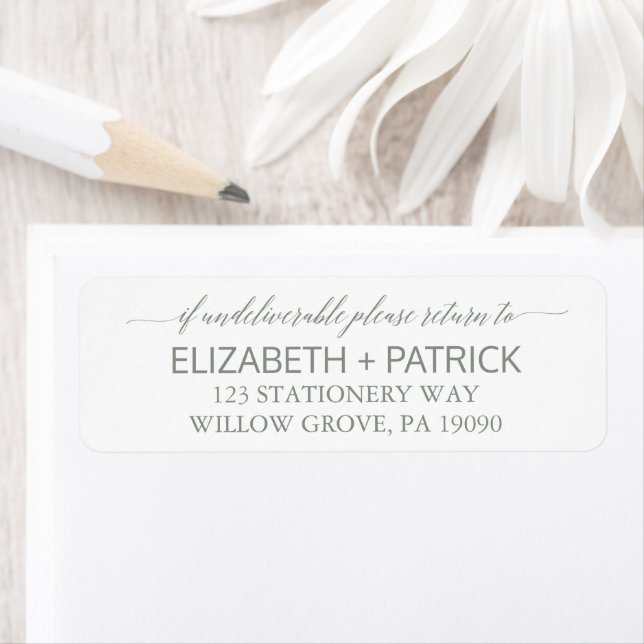Elegant Sage Green Calligraphy Wedding Label (Insitu)