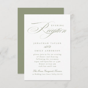 Elegant Sage Green Calligraphy Wedding Reception Enclosure Card