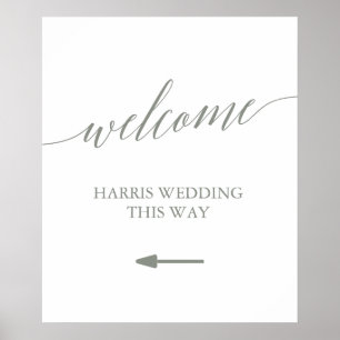 Elegant Sage Green Calligraphy Welcome Wedding Poster