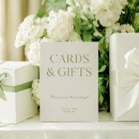 Elegant Sage Green Cards & Gifts Wedding Sign
