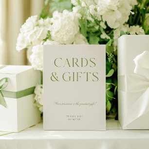 Elegant Sage Green Cards & Gifts Wedding Sign