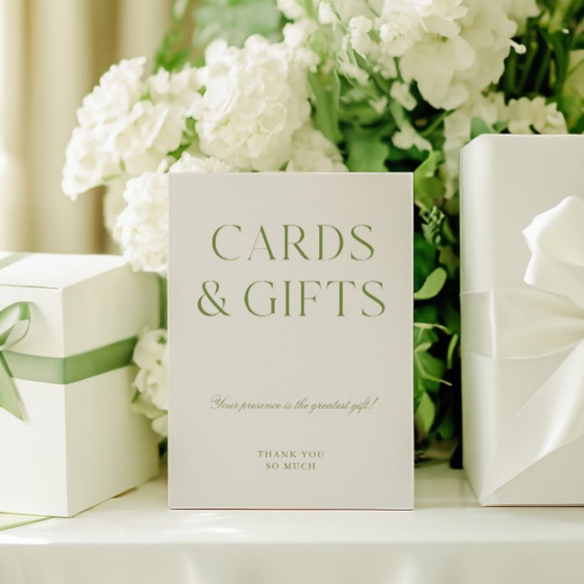 Elegant Sage Green Cards & Gifts Wedding Sign (Elegant Sage Green Cards & Gifts Wedding Sign)