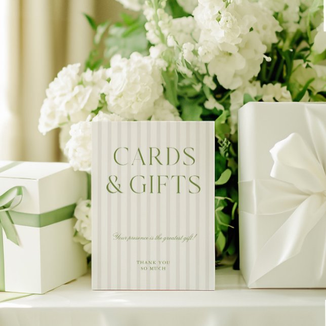 Elegant Sage Green Cards & Gifts Wedding Sign (Elegant Sage Green Cards & Gifts Wedding Sign)