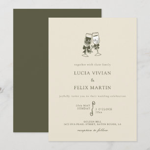 Elegant Sage Green Champagne Wedding Invitation