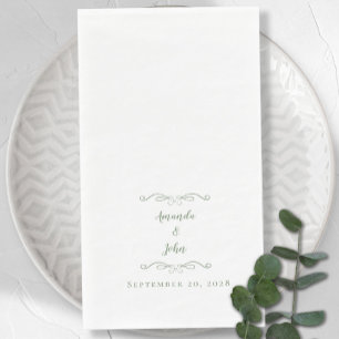 Elegant Sage Green Chic Formal Wedding Reception Napkin