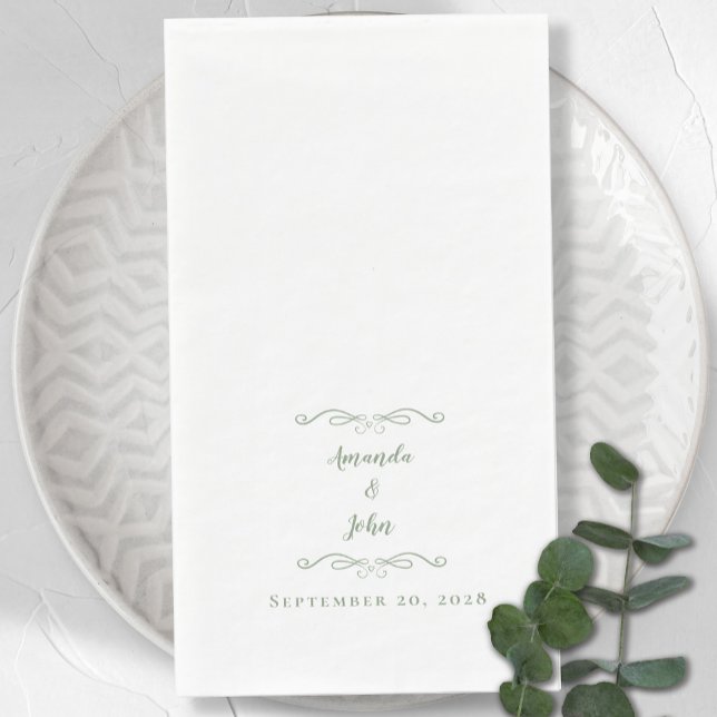 Elegant Sage Green Chic Formal Wedding Reception Napkin (Elegant Sage Green Chic Formal Wedding Reception Paper Guest Towels)