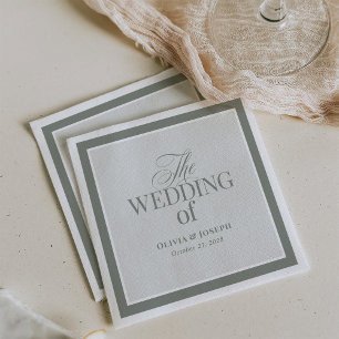 Elegant Sage Green   Classic Luxe Wedding Napkin