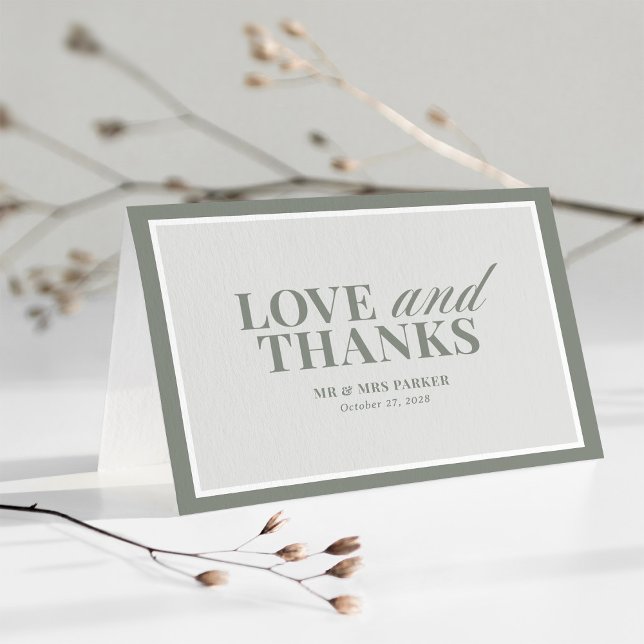 Elegant Sage Green | Classic Luxe Wedding Thank You Card (Creator Uploaded)