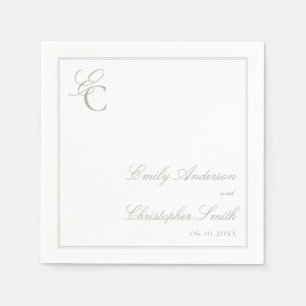 Elegant Sage Green Classic Wedding Napkin