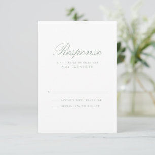 Elegant Sage Green Classic Wedding RSVP Card