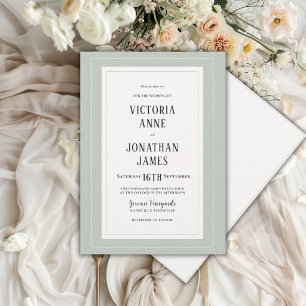 Elegant Sage Green & Cream Chic Wedding Invitation