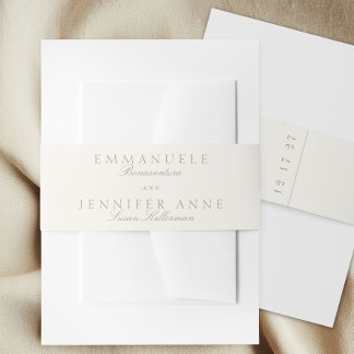 Elegant Sage Green Cream Script Formal The Wedding Invitation Belly Band