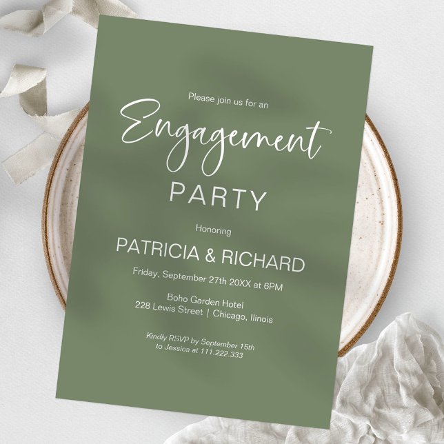 Elegant Sage Green Engagement Party Invitation (Creator Uploaded)