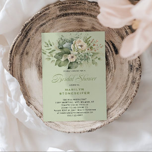 Elegant Sage Green Eucalyptus Bridal Shower Invitation