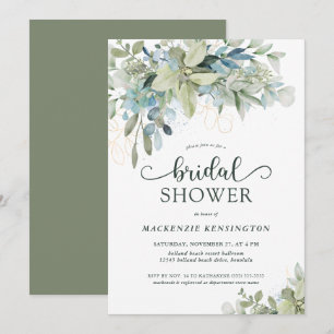 Elegant Sage Green Eucalyptus Bridal Shower Invitation