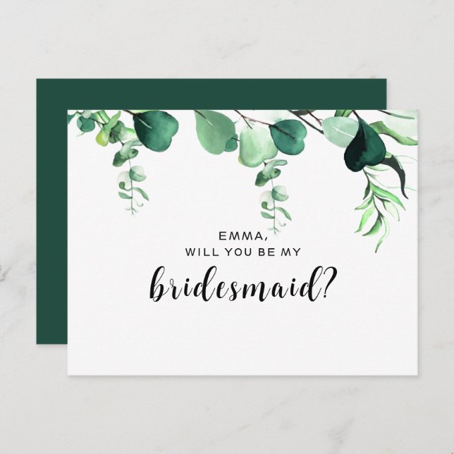 Elegant Sage Green Eucalyptus Foliage Bridesmaid Postcard (Front/Back)