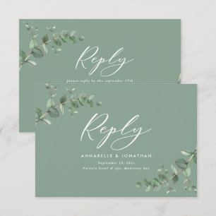 Elegant sage green Eucalyptus Greenery Wedding RSVP Card