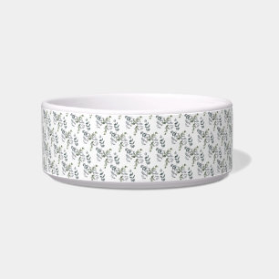 Elegant Sage Green Eucalyptus Leaves Pattern Bowl