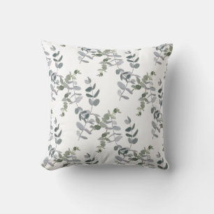 Elegant Sage Green Eucalyptus Leaves Pattern Cushion