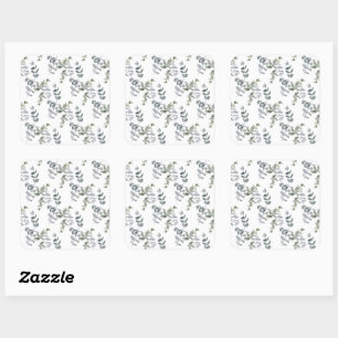Elegant Sage Green Eucalyptus Leaves Pattern Square Sticker