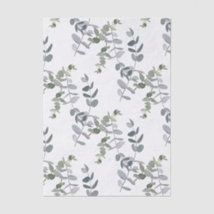 Elegant Sage Green Eucalyptus Leaves Pattern Tissue Paper