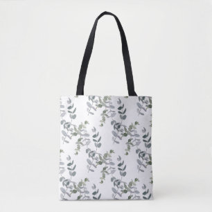 Elegant Sage Green Eucalyptus Leaves Pattern Tote Bag