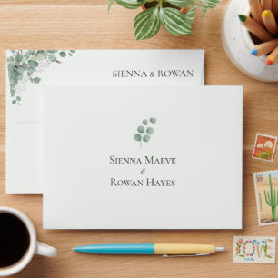 Elegant Sage Green Eucalyptus Wedding Envelope