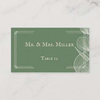 Elegant Sage Green Eucalyptus Wedding Folded Place Card