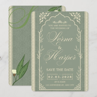 Elegant Sage Green Eucalyptus Wedding Invitation 