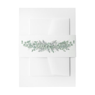 Elegant Sage Green Eucalyptus Wedding Invitation Belly Band