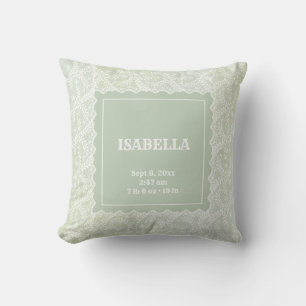 Elegant Sage Green Faux Lace Gender Neutral Cushion
