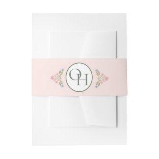 Elegant Sage Green Floral Belly Band Invitation Belly Band