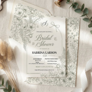 Elegant Sage Green Floral Bridal Shower Invitation