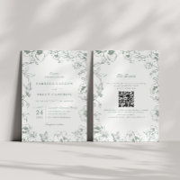 Elegant Sage Green Floral Garden QR Code Wedding