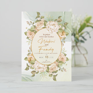 Elegant Sage Green Floral Garden Wedding Invitatio