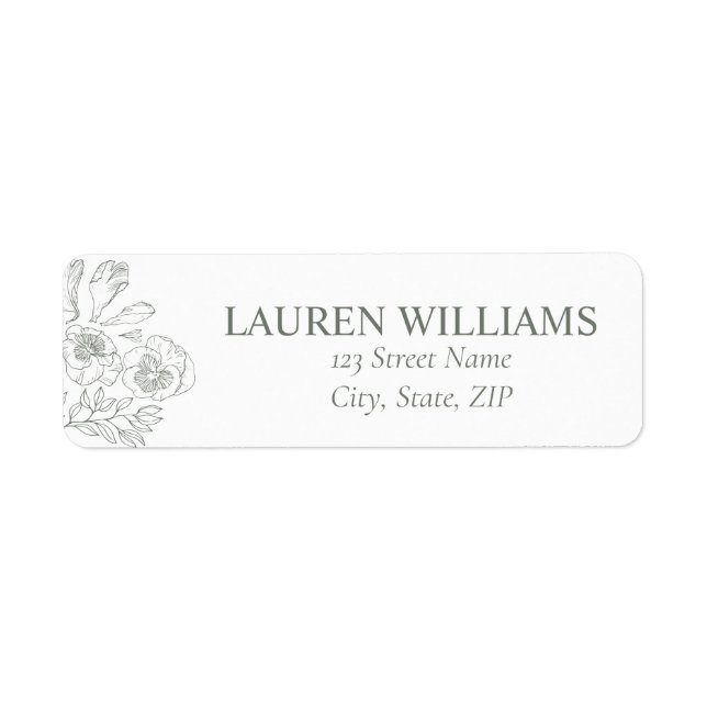 Elegant Sage Green Floral Line Art Wedding (Front)