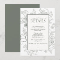 Elegant Sage Green Floral Line Art Wedding Details