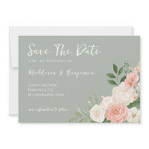 Elegant Sage Green Floral Peach Wedding