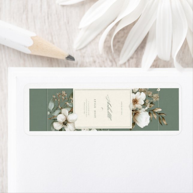Elegant Sage Green Floral Return Address Labels |  (Insitu)